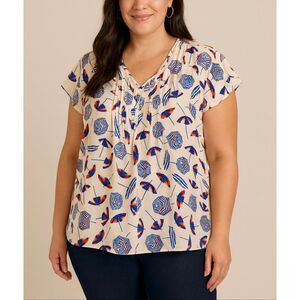 Talbots printed nautical beach umbrella blouse XL